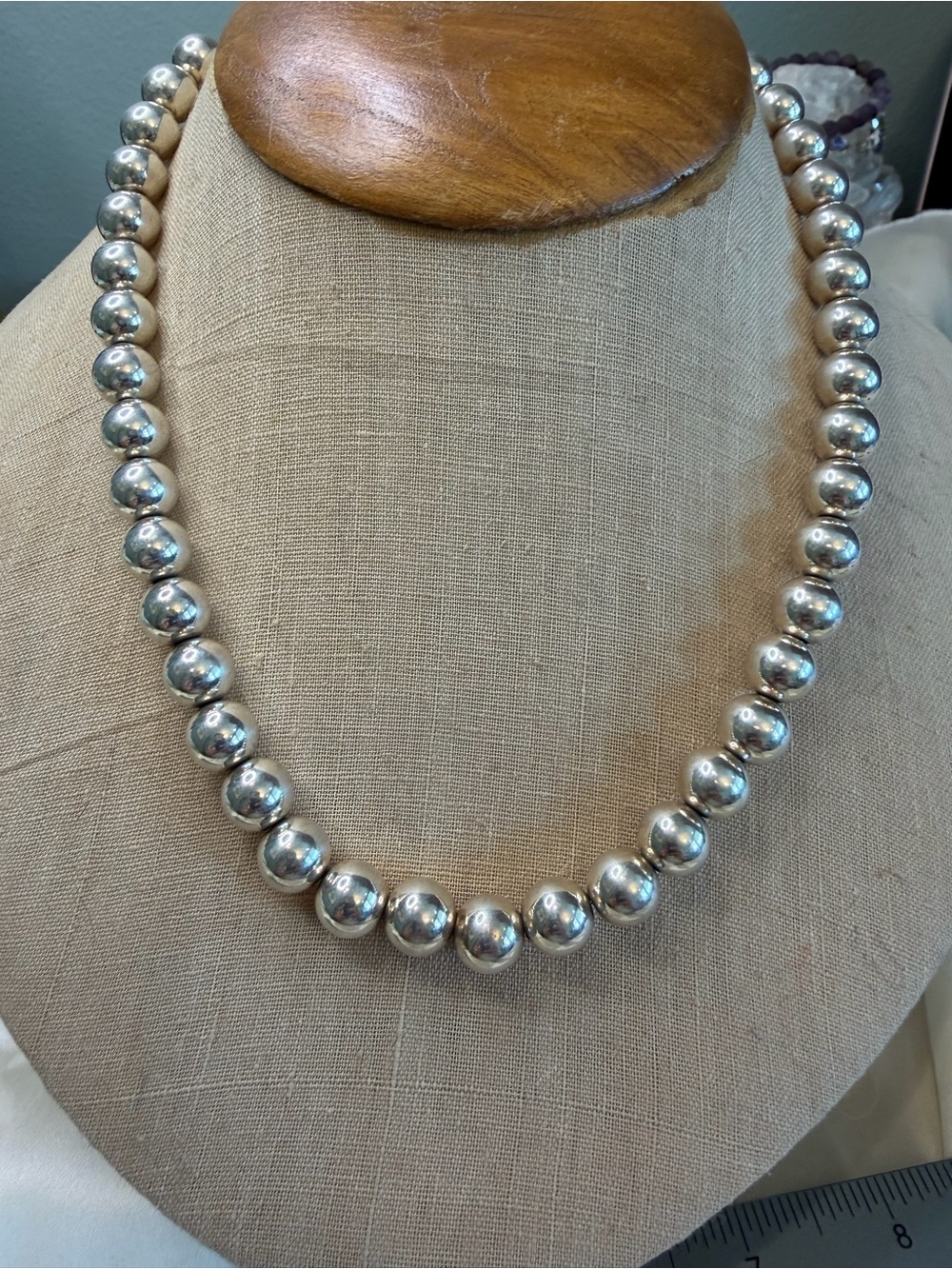 Vintage MILOR STERLING SILVER bead necklace